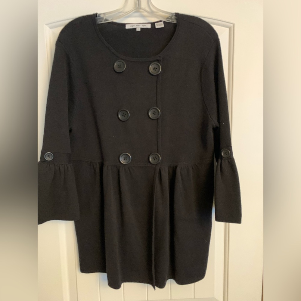 Eight Eight Eight, Women’s “Retro” Look Sweater Jacket, Buttons, Black, Size L View 5